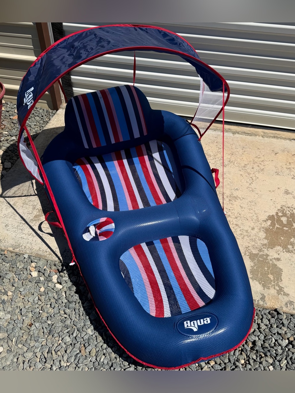 Aqua Ultimate Sunshade Recliner Ultra-Comfortable Mesh Covered Pool Lounge - Picture 8 of 9